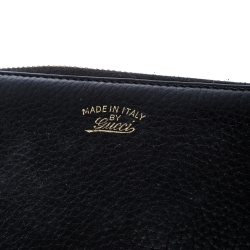 Pre Owned Gucci Black Leather Bamboo Tassel Zip Around Wallet