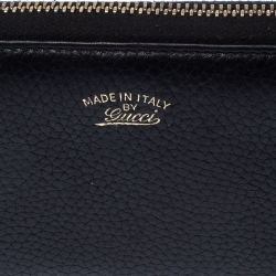 Pre Owned Gucci Black Leather Bamboo Tassel Zip Around Wallet