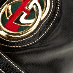 Pre Owned Gucci Black Patent Leather Dialux Britt Boston Bag