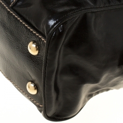Pre Owned Gucci Black Patent Leather Dialux Britt Boston Bag