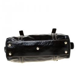 Pre Owned Gucci Black Patent Leather Dialux Britt Boston Bag