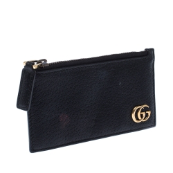 Gucci Black Leather GG Marmont Card Holder