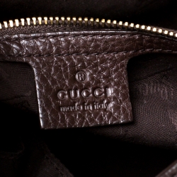 Pre Owned Gucci Dark Brown Leather Web Heritage Tote