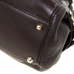 Pre Owned Gucci Dark Brown Leather Web Heritage Tote