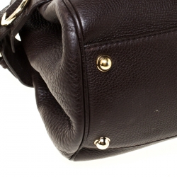 Pre Owned Gucci Dark Brown Leather Web Heritage Tote