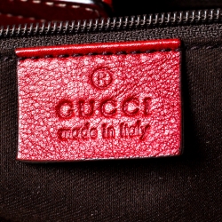 Pre Owned Gucci Beige/Red Monogram Canvas Brando Guccioli Holiday Chihuahua Tote