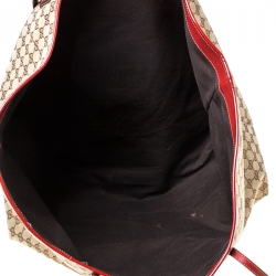 Pre Owned Gucci Beige/Red Monogram Canvas Brando Guccioli Holiday Chihuahua Tote