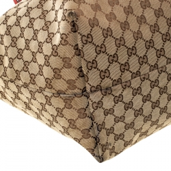 Pre Owned Gucci Beige/Red Monogram Canvas Brando Guccioli Holiday Chihuahua Tote