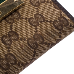 Gucci Beige/Brown GG Canvas and Leather Web Logo Wallet
