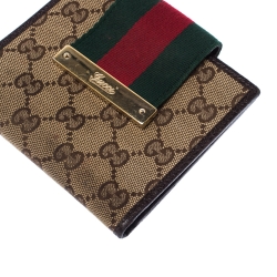 Gucci Beige/Brown GG Canvas and Leather Web Logo Wallet