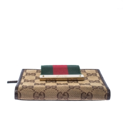 Gucci Beige/Brown GG Canvas and Leather Web Logo Wallet