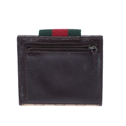 Gucci Beige/Brown GG Canvas and Leather Web Logo Wallet