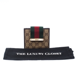 Gucci Beige/Brown GG Canvas and Leather Web Logo Wallet