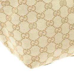 Pre Owned Gucci New Britt Medium Tote Beige and Ebony GG Canvas