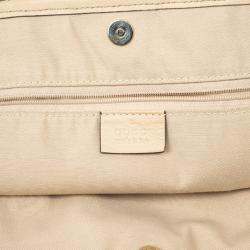Pre Owned Gucci New Britt Medium Tote Beige and Ebony GG Canvas