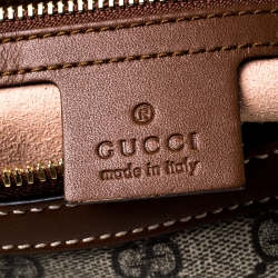Pre Owned Gucci Beige/Brown GG Supreme Canvas Limited Edition Bird Boston Bag