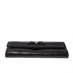 Gucci Dark Brown Guccissima Leather Mayfair Bow Continental Flap Wallet