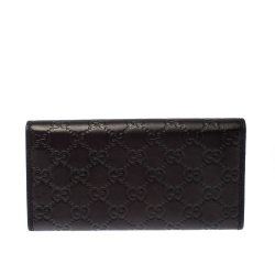 Gucci Dark Brown Guccissima Leather Mayfair Bow Continental Flap Wallet