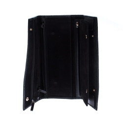 Pre Owned محفظة غوتشي جلد غوتشيسيما بني داكن ثلاثية الطي طويلة