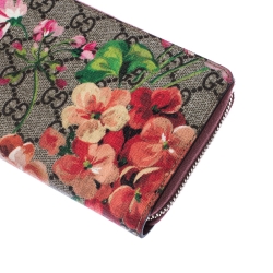 مملوكة مسبقًا محفظة غوتشي سحاب ملتف بلومز كانفاس سوبريم GG بيج