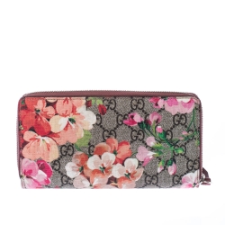 مملوكة مسبقًا محفظة غوتشي سحاب ملتف بلومز كانفاس سوبريم GG بيج