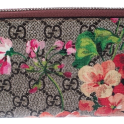 مملوكة مسبقًا محفظة غوتشي سحاب ملتف بلومز كانفاس سوبريم GG بيج