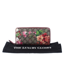 مملوكة مسبقًا محفظة غوتشي سحاب ملتف بلومز كانفاس سوبريم GG بيج