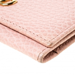 Gucci Pink Pebbled Leather GG Marmont Card Case