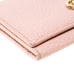 Gucci Pink Pebbled Leather GG Marmont Card Case