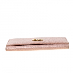 Gucci Pink Pebbled Leather GG Marmont Card Case