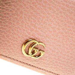 Gucci Pink Pebbled Leather GG Marmont Card Case