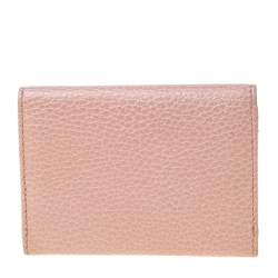 Gucci Pink Pebbled Leather GG Marmont Card Case