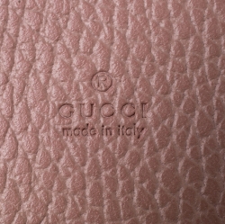 Gucci Pink Pebbled Leather GG Marmont Card Case