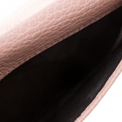 Gucci Pink Pebbled Leather GG Marmont Card Case