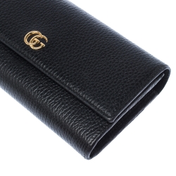 Gucci Black Leather GG Marmont Continental Wallet