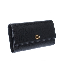 Gucci Black Leather GG Marmont Continental Wallet