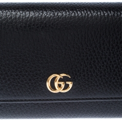 Gucci Black Leather GG Marmont Continental Wallet