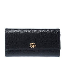 Gucci Black Leather GG Marmont Continental Wallet