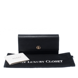 Gucci Black Leather GG Marmont Continental Wallet