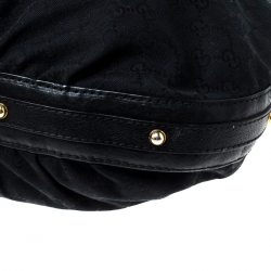 Pre Owned Gucci Black GG Canvas and Leather Hobo