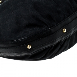 Pre Owned Gucci Black GG Canvas and Leather Hobo