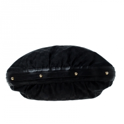 Pre Owned Gucci Black GG Canvas and Leather Hobo