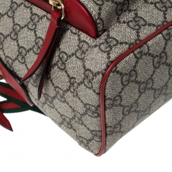 Pre Owned Gucci Beige/Red GG Supreme Canvas Small Embroidered Limited Edition Backpack