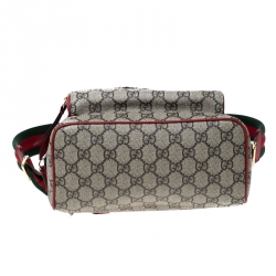 Pre Owned Gucci Beige/Red GG Supreme Canvas Small Embroidered Limited Edition Backpack