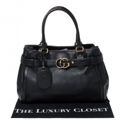 مملوكة مسبقًا Gucci Black Leather GG Running Tote 