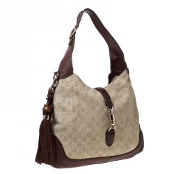 Gucci Beige/Brown GG Canvas and Leather Jackie Hobo 