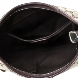 Pre Owned Gucci Beige/Brown GG Canvas and Leather Small Abbey D Ring Hobo 