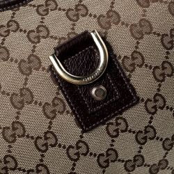Pre Owned Gucci Beige/Brown GG Canvas and Leather Small Abbey D Ring Hobo 