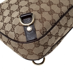 Pre Owned Gucci Beige/Brown GG Canvas and Leather Small Abbey D Ring Hobo 