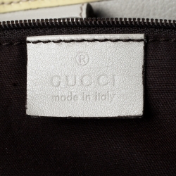 Pre Owned Gucci Beige/Yellow GG Canvas and Patent Leather Oversize Guccioli Oliver Embroidery Tote